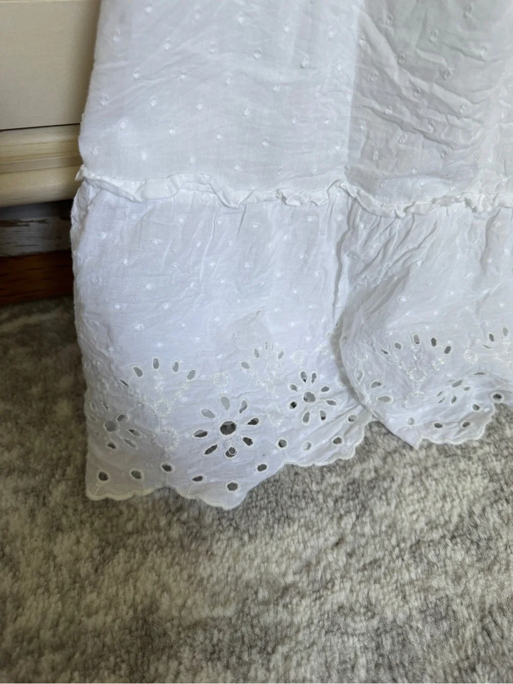 Gap Kids Girl Flutter Eyelet Ruffle White Maxi Dress